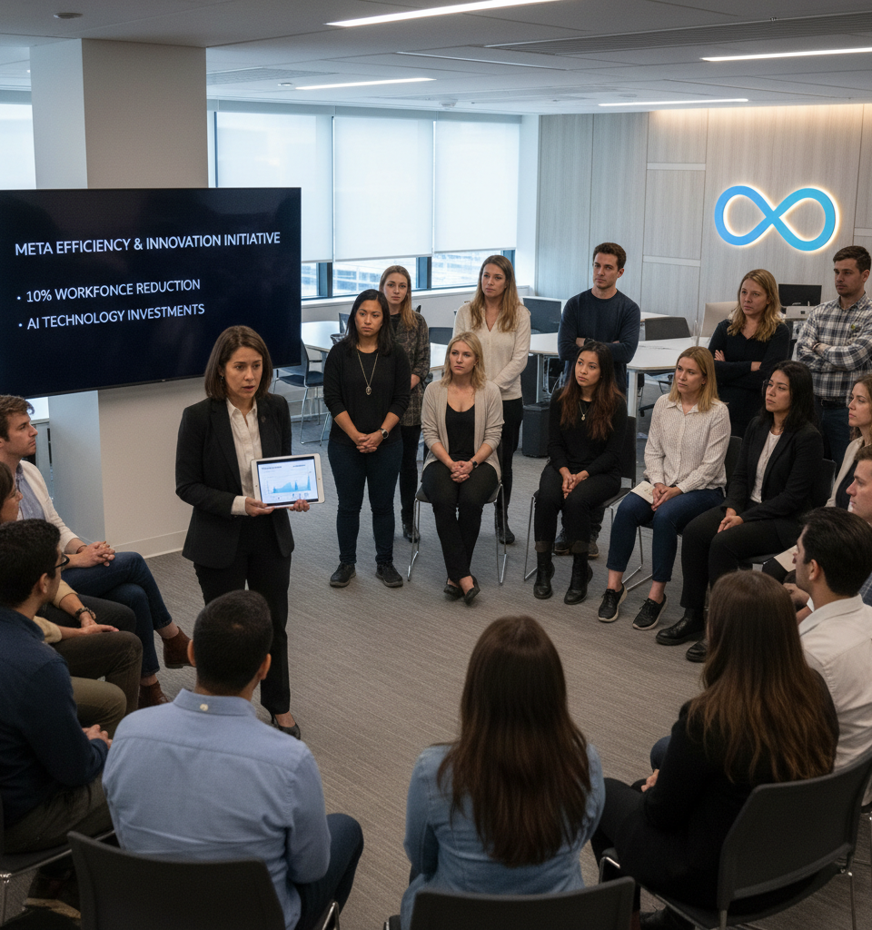 Meta Confirms Further 10% Workforce Reduction Amid Efficiency Drive and AI Investments — AI-generated illustration