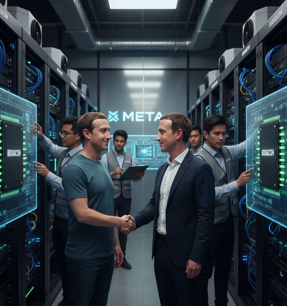 Meta Fortifies AI Ambitions with Expanded Broadcom Chip Partnership — AI-generated illustration