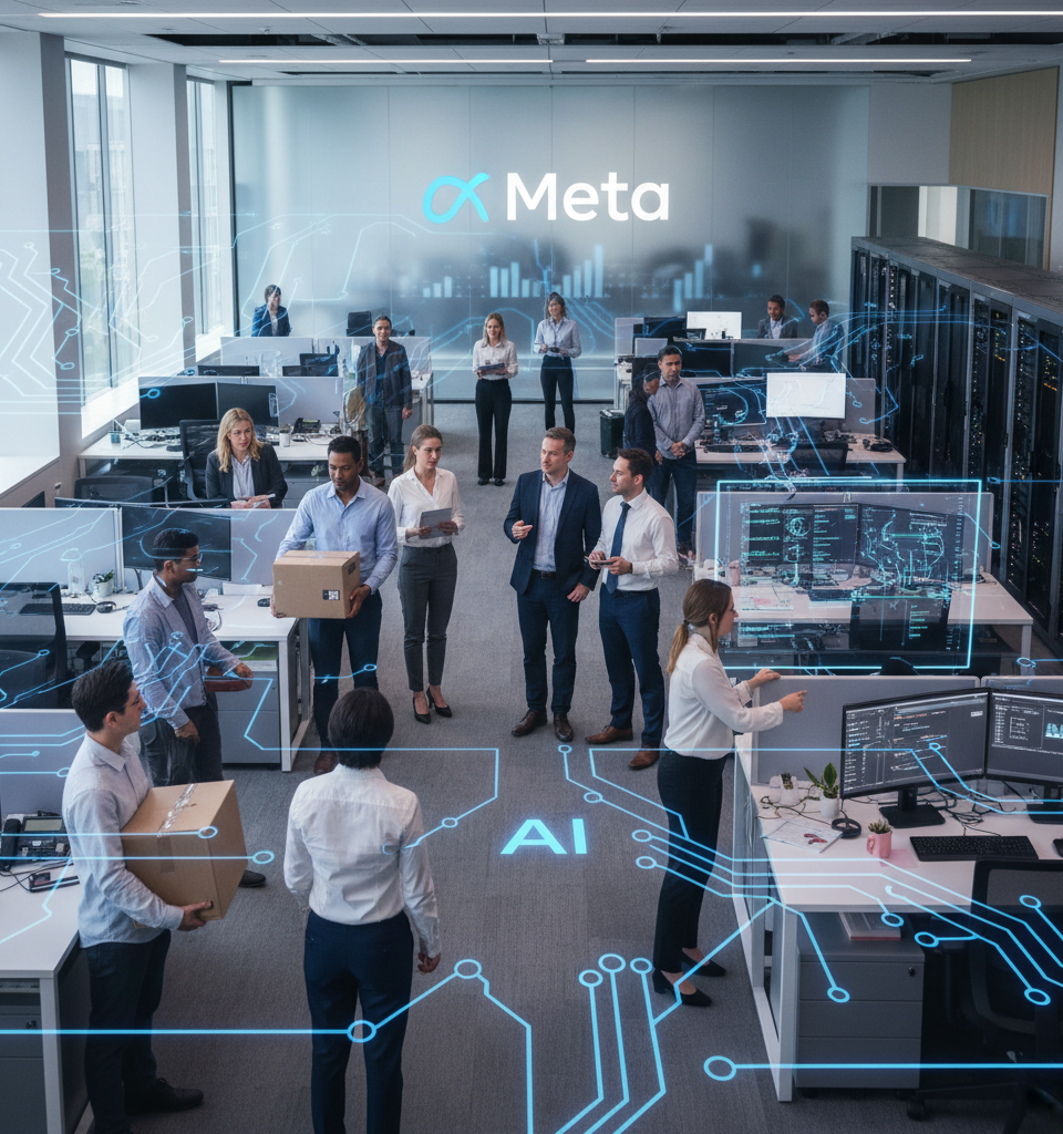 Meta Reportedly Reassigning 7,000 Employees to Bolster AI Initiatives — AI-generated illustration