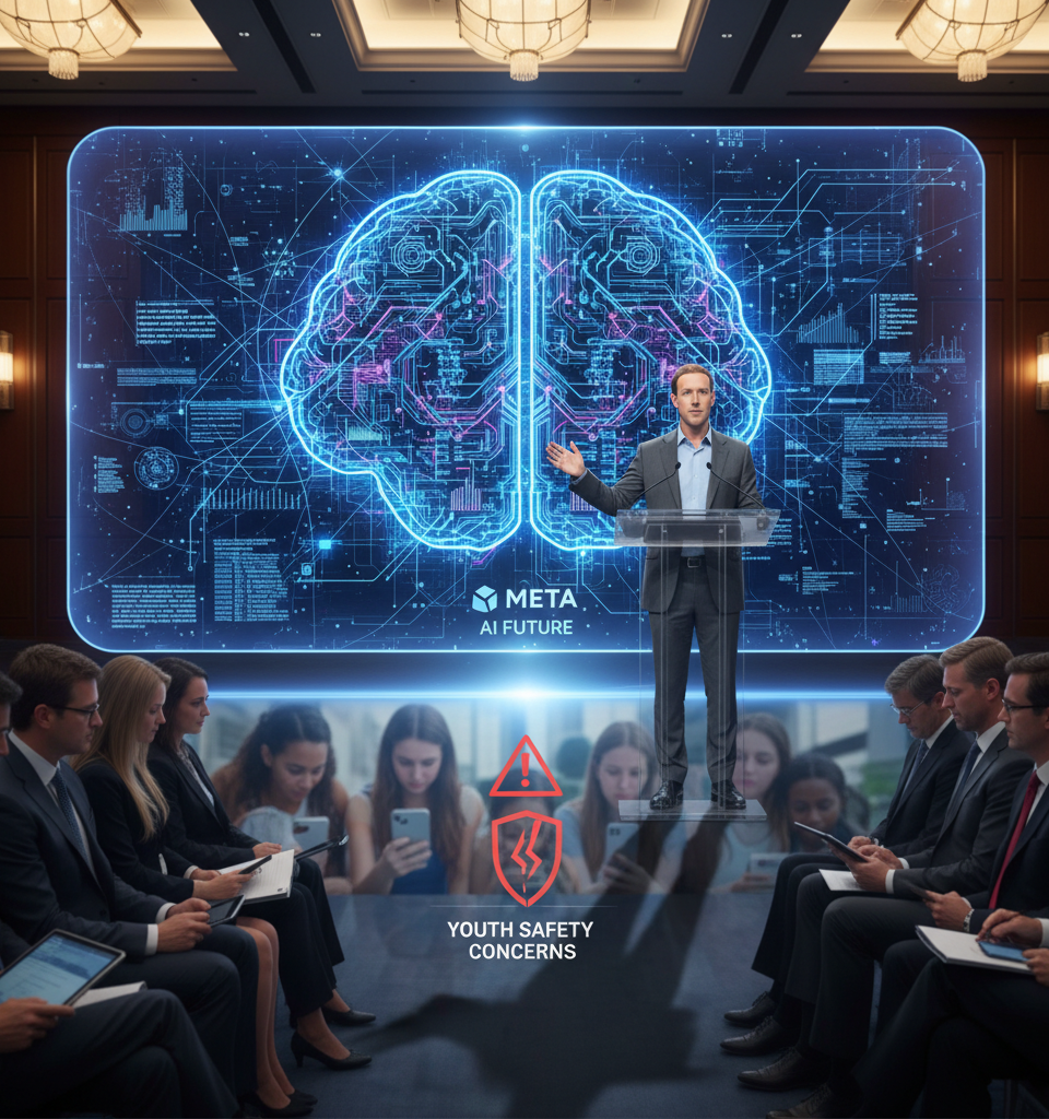 Meta's AI Future Overshadows Youth Safety Concerns in Latest Earnings Call — AI-generated illustration