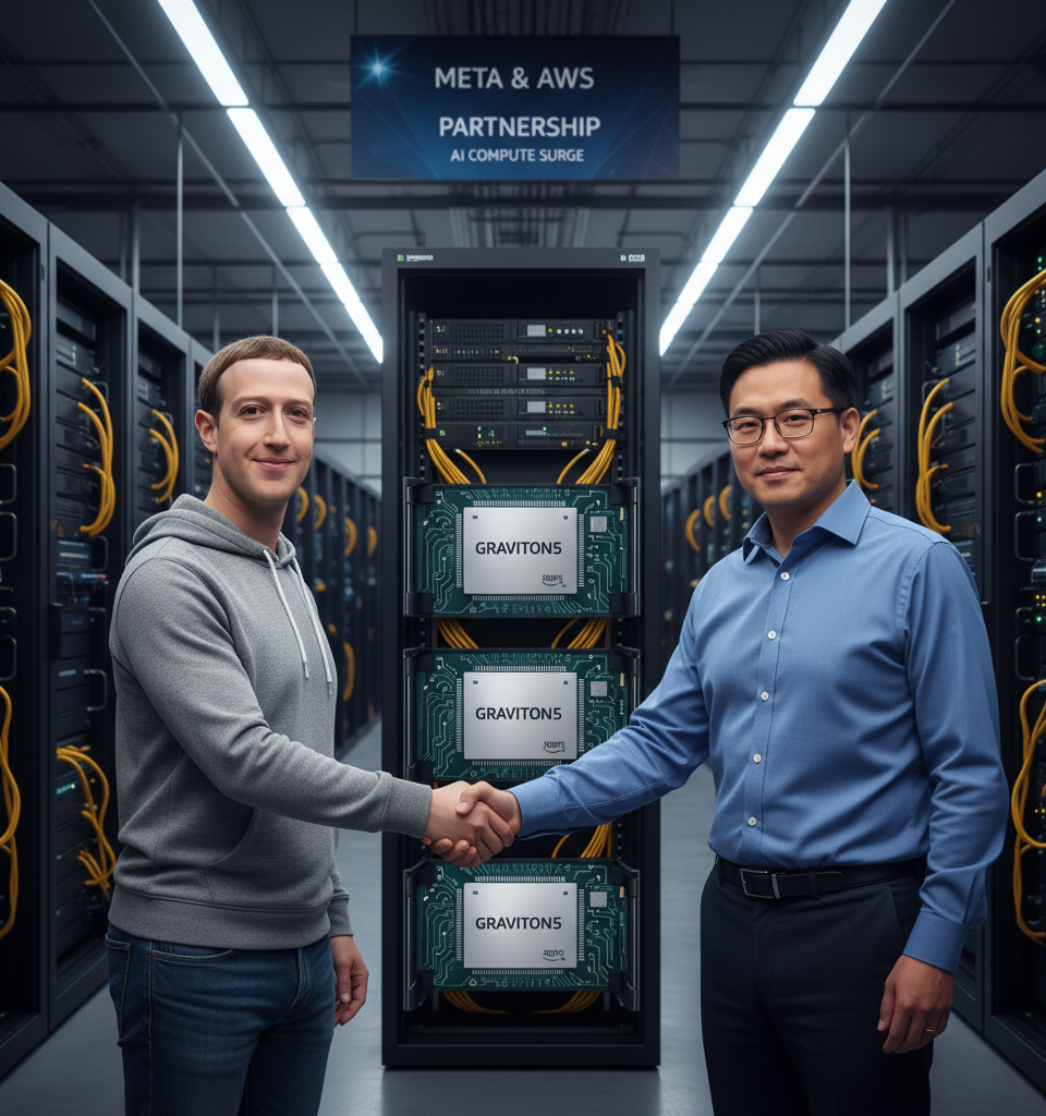 Meta Strikes Multibillion-Dollar Graviton5 Deal with AWS Amidst AI Compute Surge — AI-generated illustration