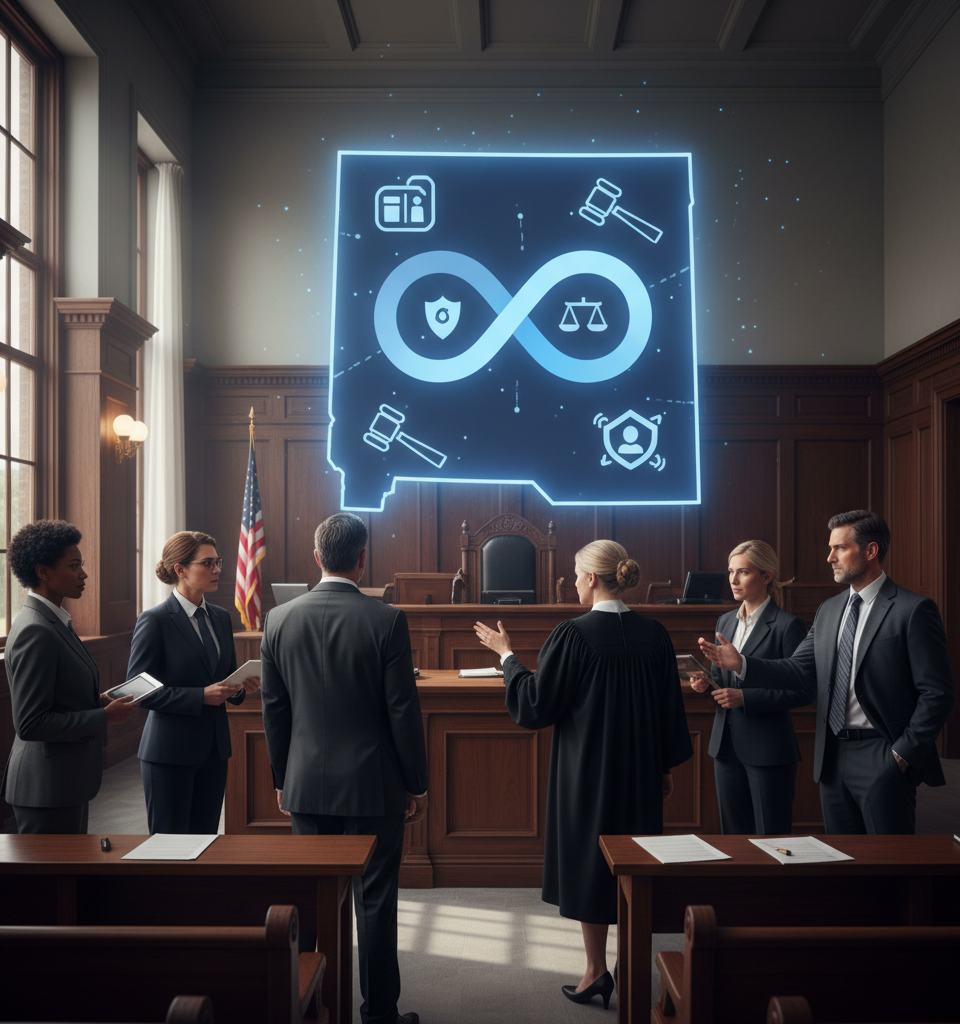 Meta Threatens New Mexico Exit Amidst Legal Clash Over Child Safety Demands — AI-generated illustration