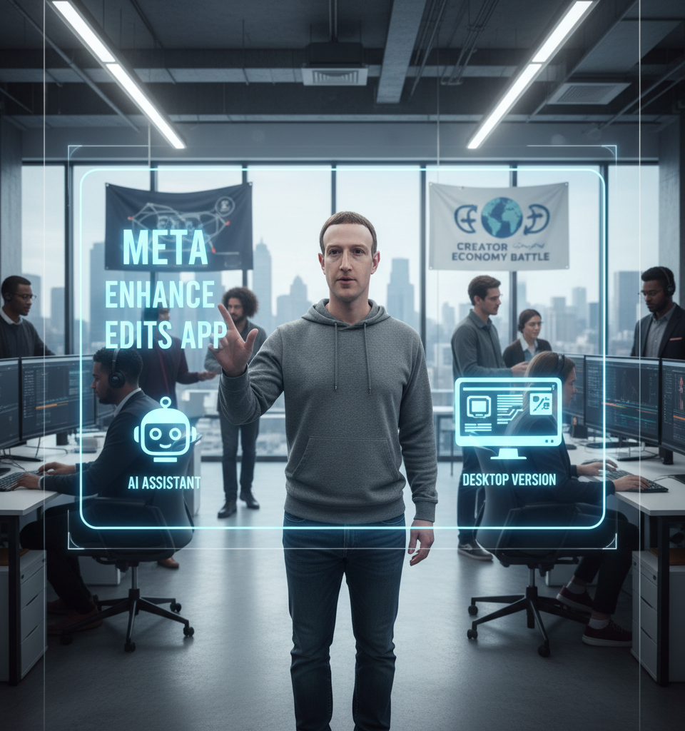Meta to Enhance Edits App with AI Assistant and Desktop Version Amid Creator Economy Battle — AI-generated illustration