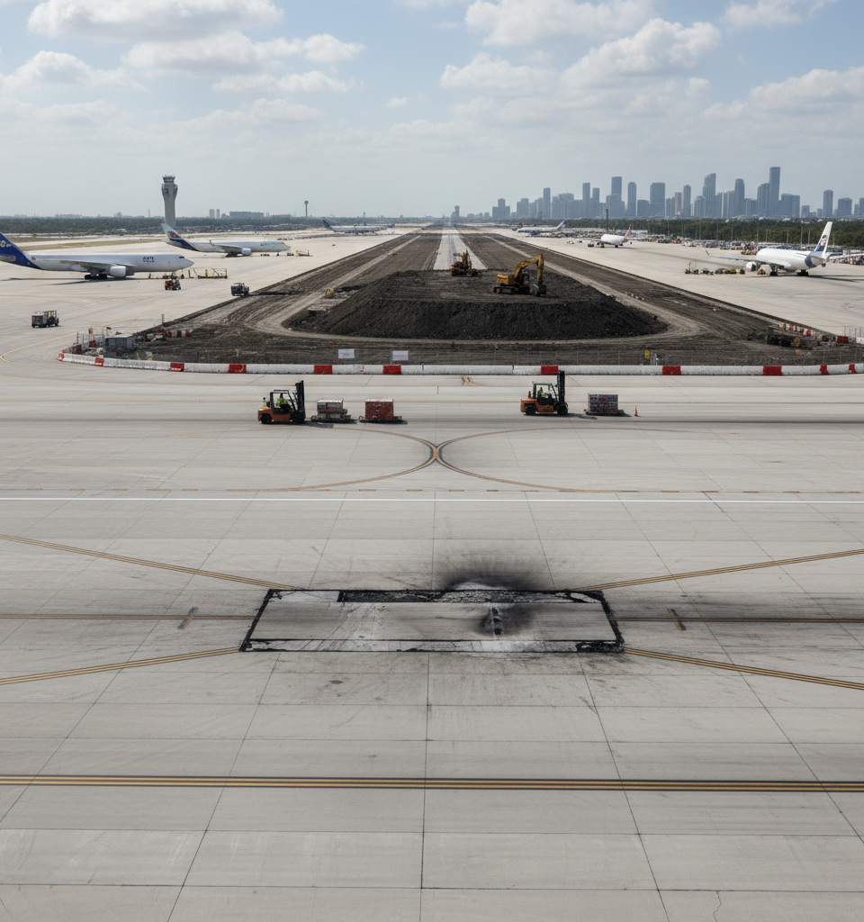 MIA Air Cargo: Limited Disruption After Crash, Long-Term Runway Impact Anticipated — AI-generated illustration