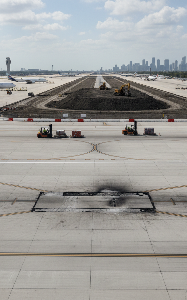 MIA Air Cargo: Limited Disruption After Crash, Long-Term Runway Impact Anticipated — AI-generated illustration