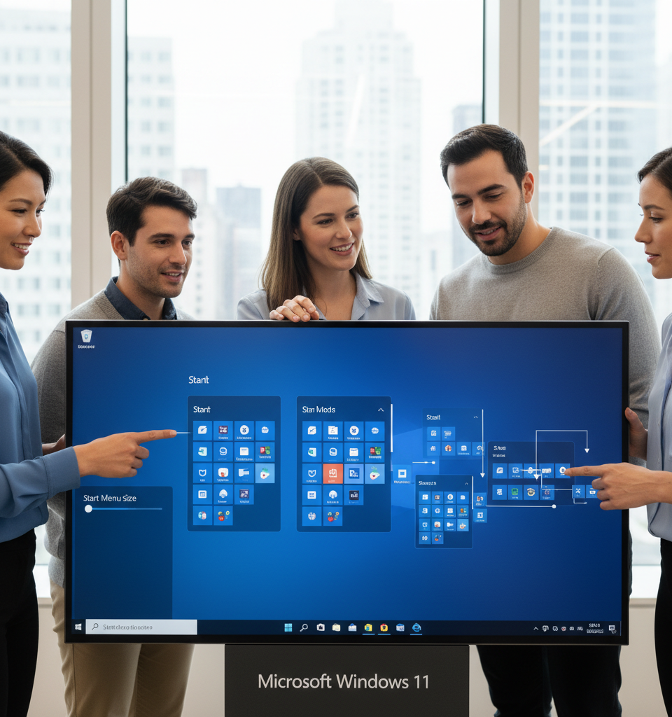 Microsoft Empowers Windows 11 Users with Custom Start Menu Sizing and Taskbar Flexibility — AI-generated illustration