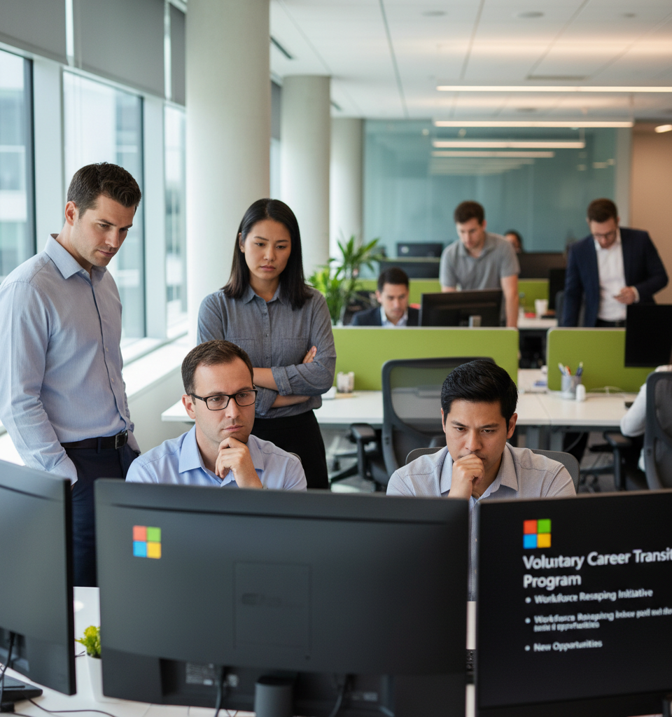 Microsoft Offers Voluntary Buyouts to Thousands of U.S. Employees Amid Workforce Reshaping Efforts — AI-generated illustration