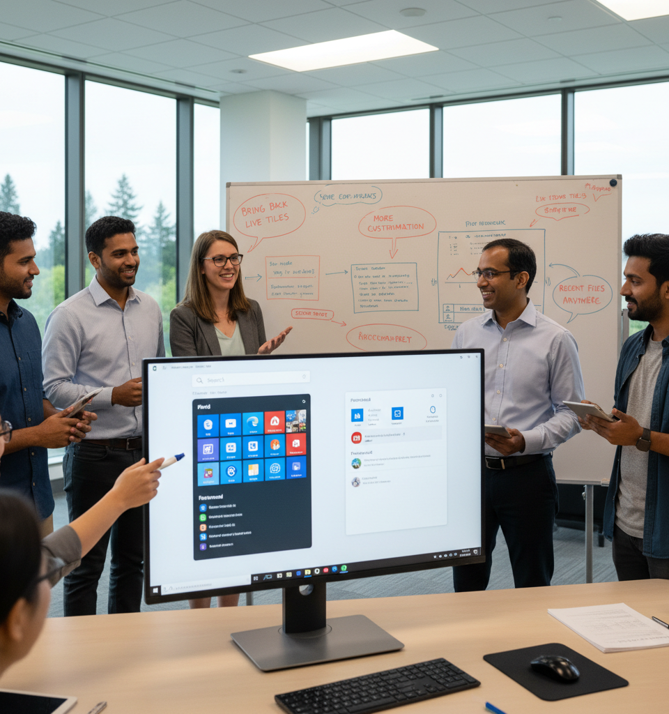 Microsoft reportedly redesigning Start Menu in Windows 11 after actually listening to user complaints — AI-generated illustration