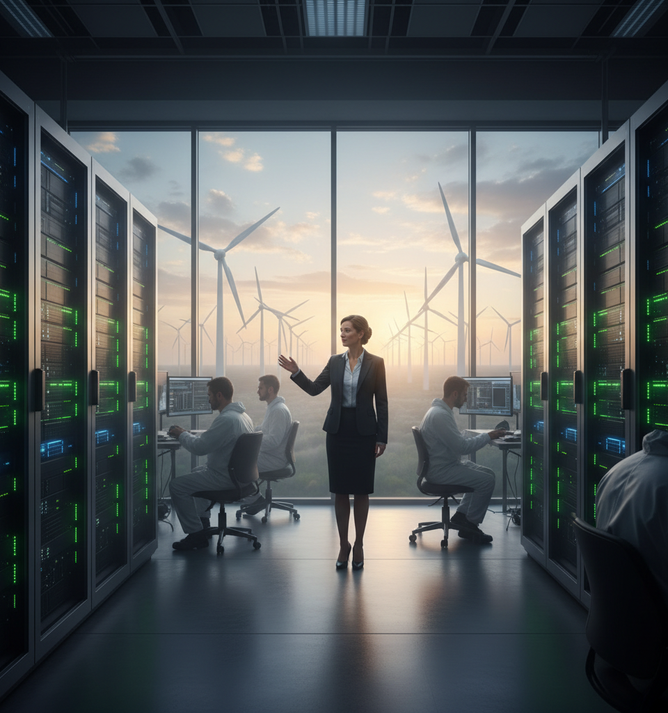 Microsoft's AI Expansion Threatens Clean Energy Goals Amid Data Center Boom — AI-generated illustration