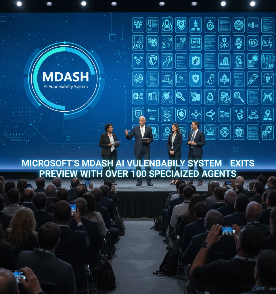 Microsoft's MDASH AI vulnerability system exits preview with over 100 specialized agents — AI-generated illustration