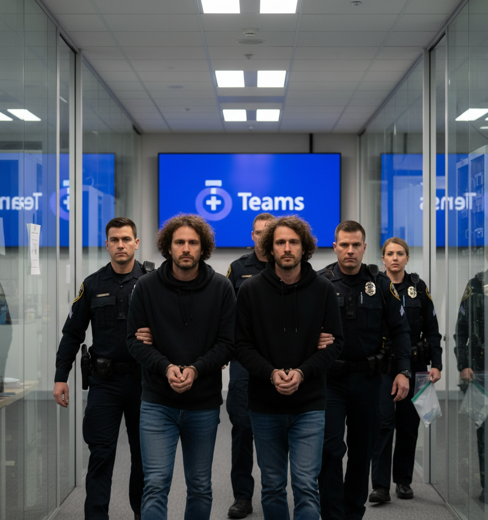Microsoft Teams Blunder Exposes Cybercriminal Twins, Leads to Arrests and Broader Security Crackdowns — AI-generated illustration