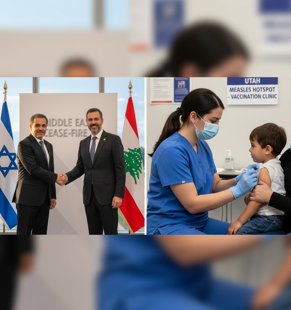 Middle East Cease-Fire Achieved Amid Escalating Regional Tensions; Utah Becomes Measles Hotspot — AI-generated illustration