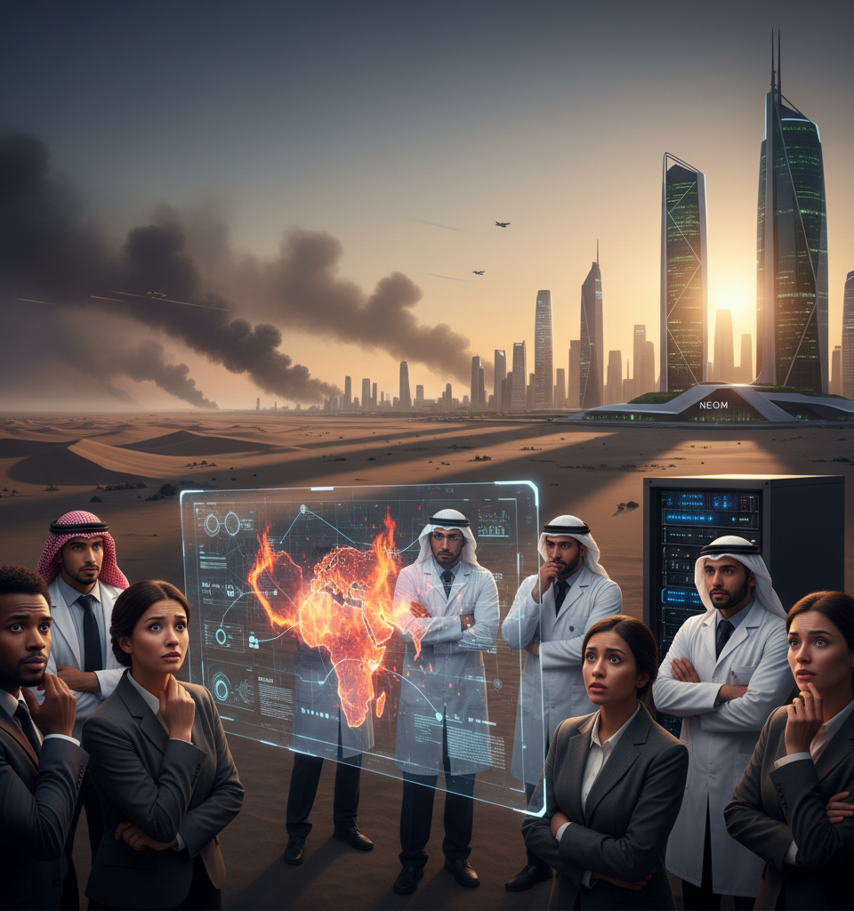 Middle East Conflict Threatens Gulf's Ambition as AI Powerhouse — AI-generated illustration