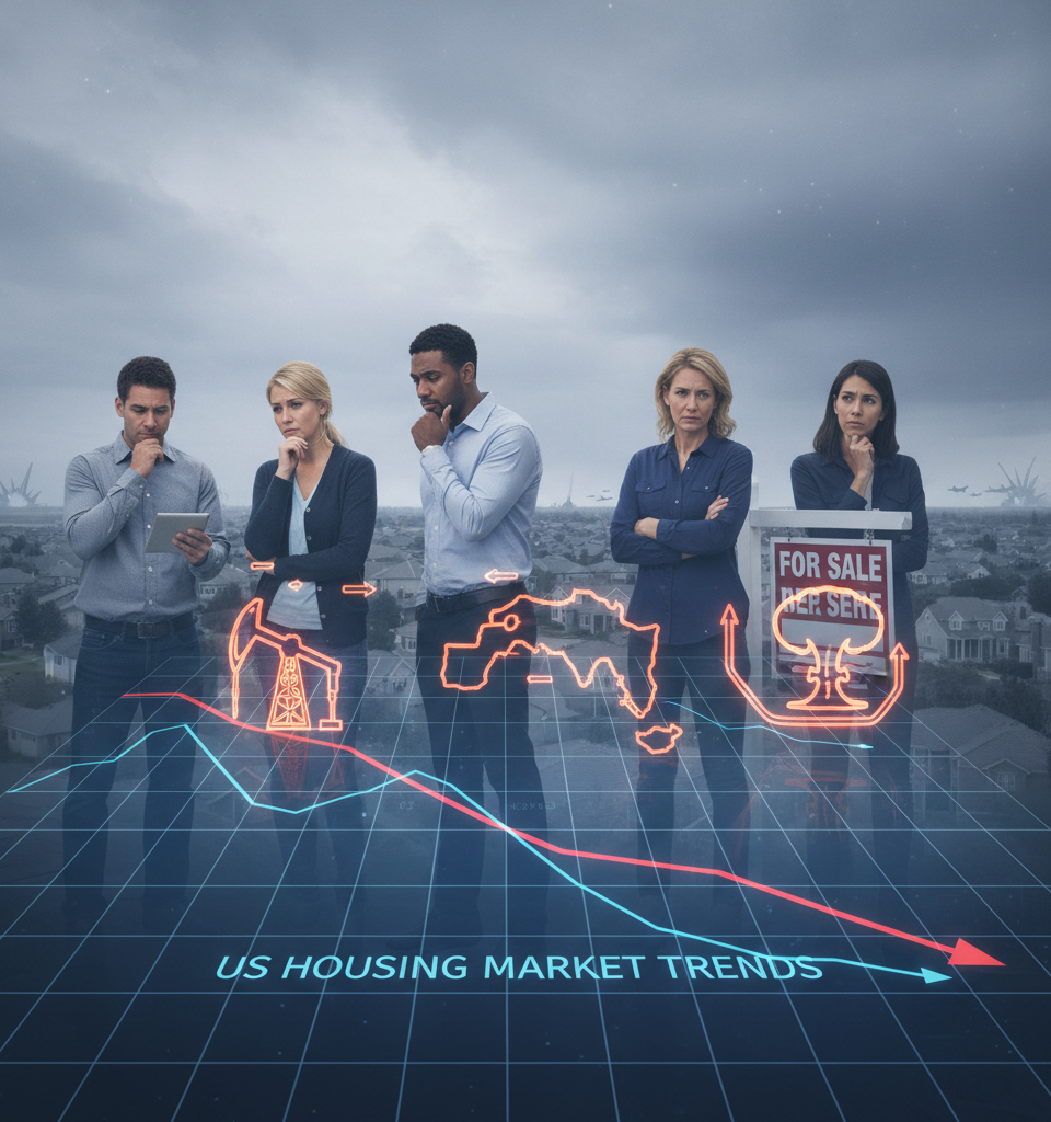 Middle East Tensions Cast Shadow on US Housing: Experts Advise Buyers & Sellers — AI-generated illustration