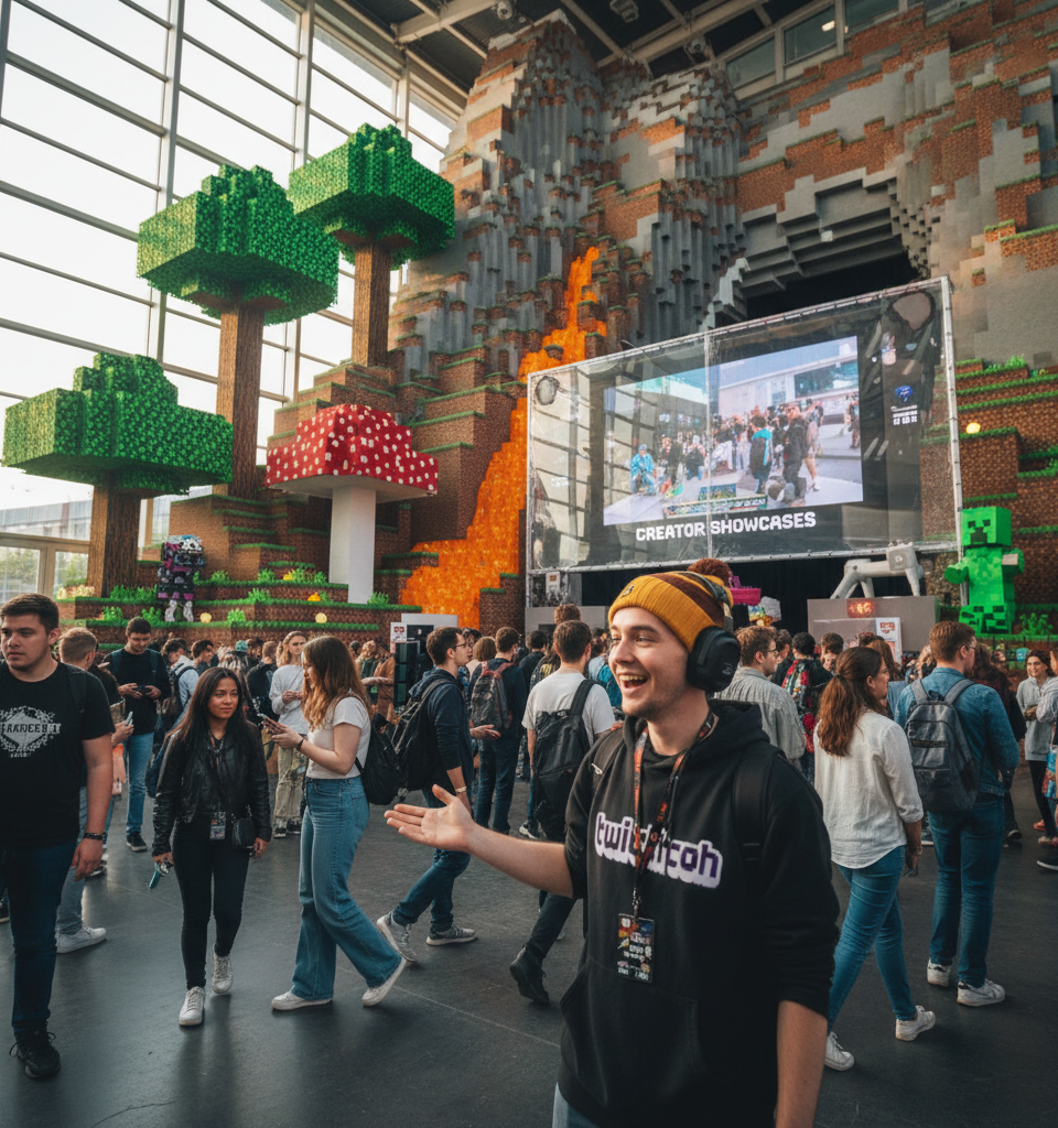 Minecraft Takes Center Stage at TwitchCon Rotterdam with Immersive Biomes and Creator Showcases — AI-generated illustration