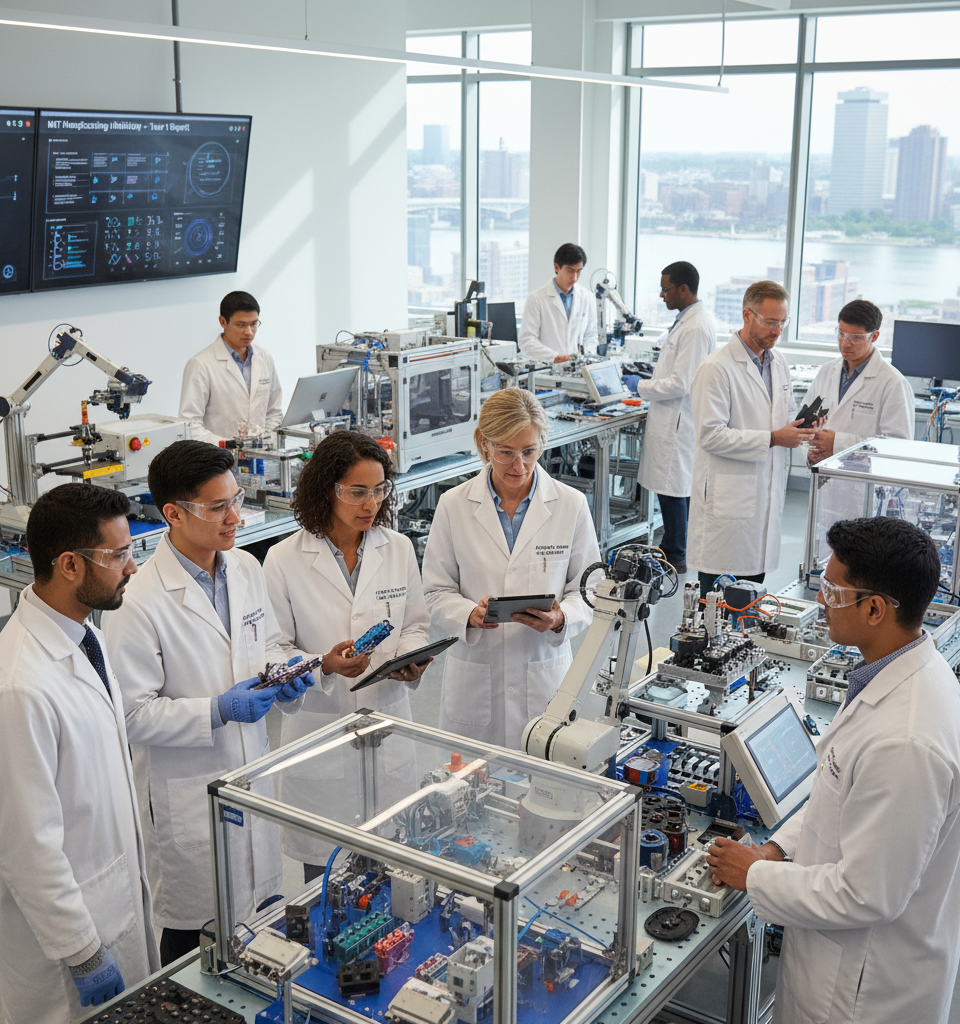 MIT's New Manufacturing Initiative: One Year In, Early Successes and Future Outlook — AI-generated illustration