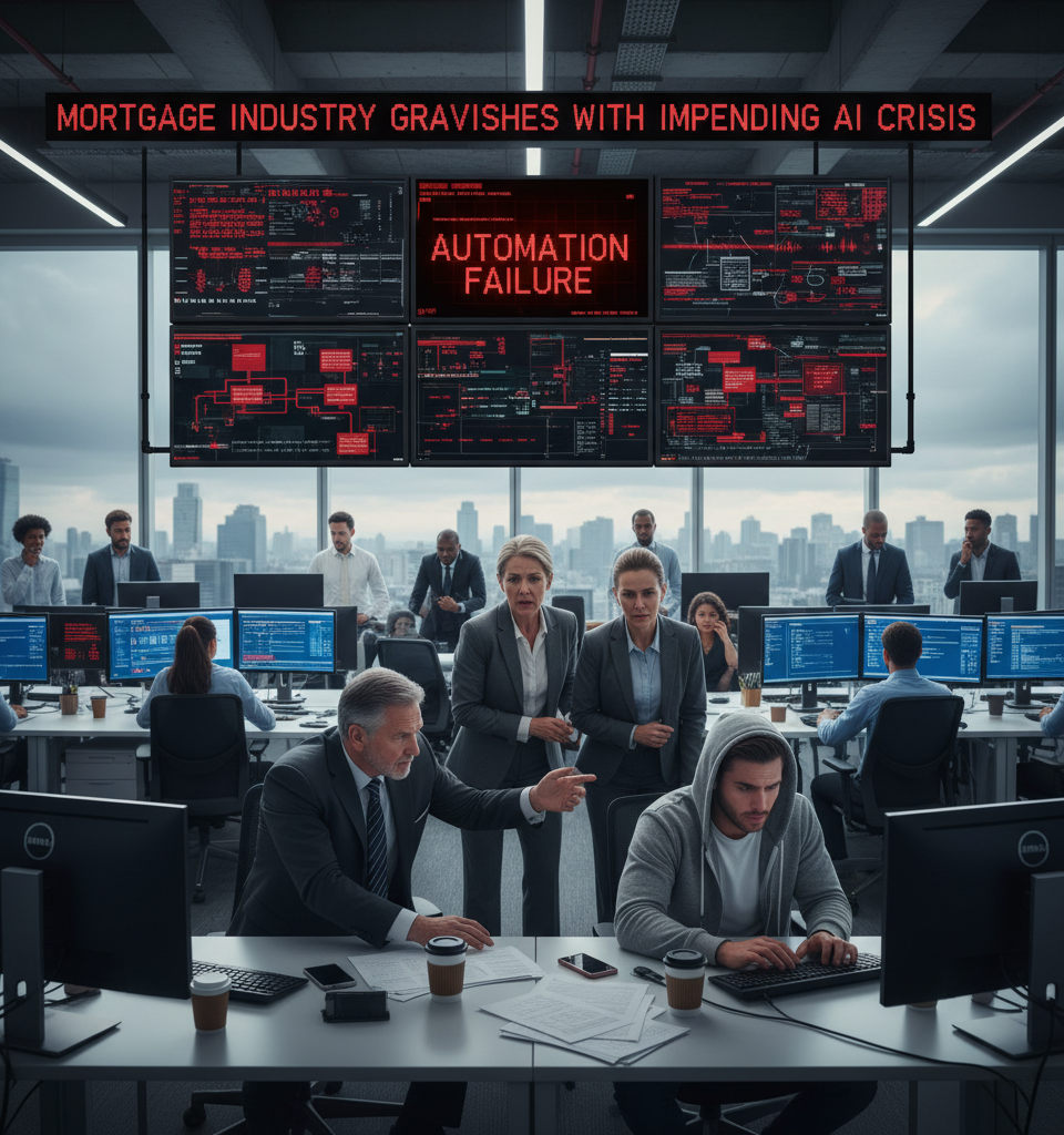 Mortgage Industry Grapples with Impending AI Crisis Amidst Automation Failures — AI-generated illustration