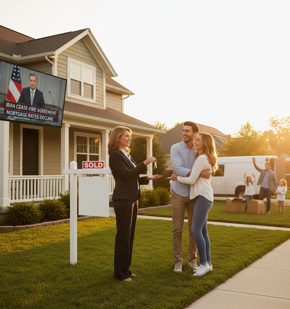 Mortgage rates dip following Iran cease-fire. Why that’s great timing for people selling a home. — AI-generated illustration