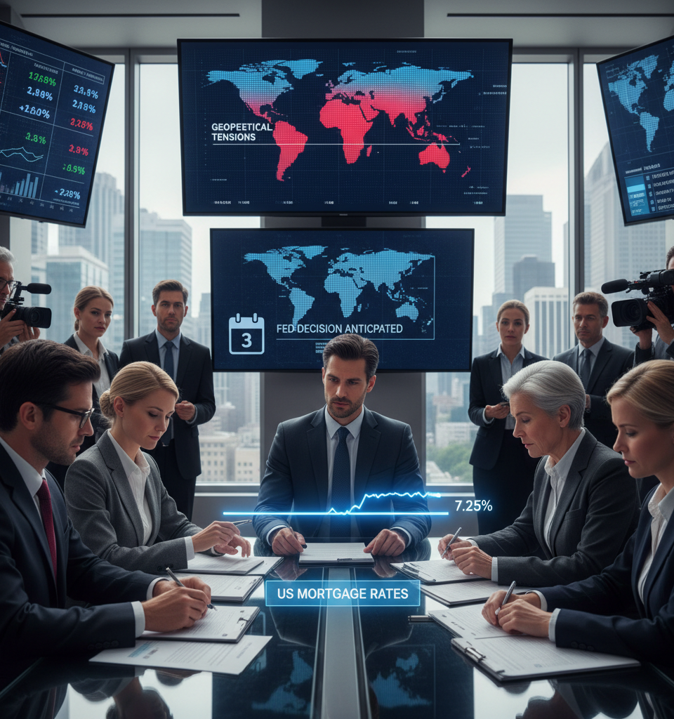 Mortgage Rates Hold Steady Amidst Geopolitical Tensions and Anticipated Fed Decision — AI-generated illustration