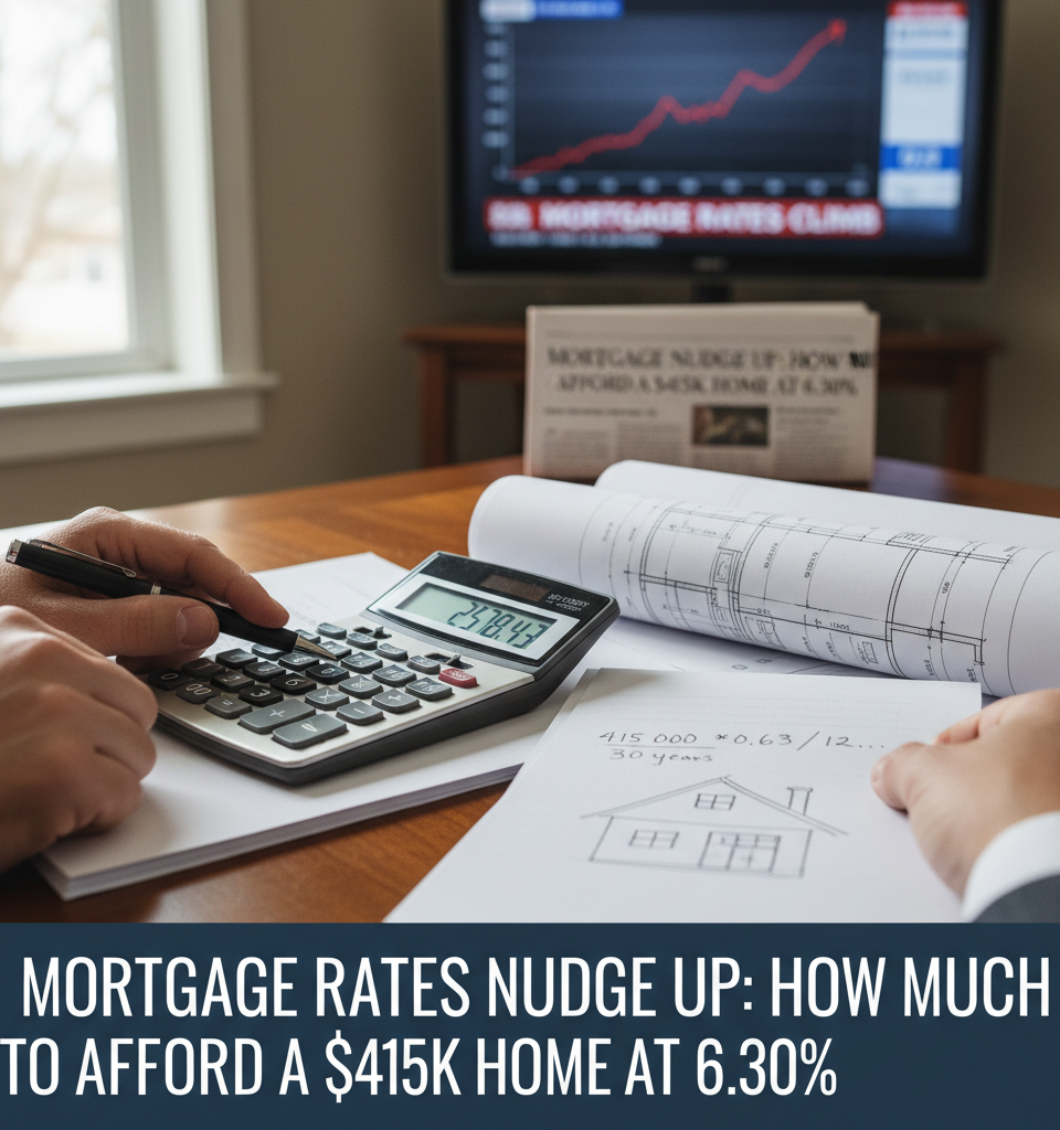 Mortgage Rates Nudge Up: How Much to Afford a $415K Home at 6.30% — AI-generated illustration