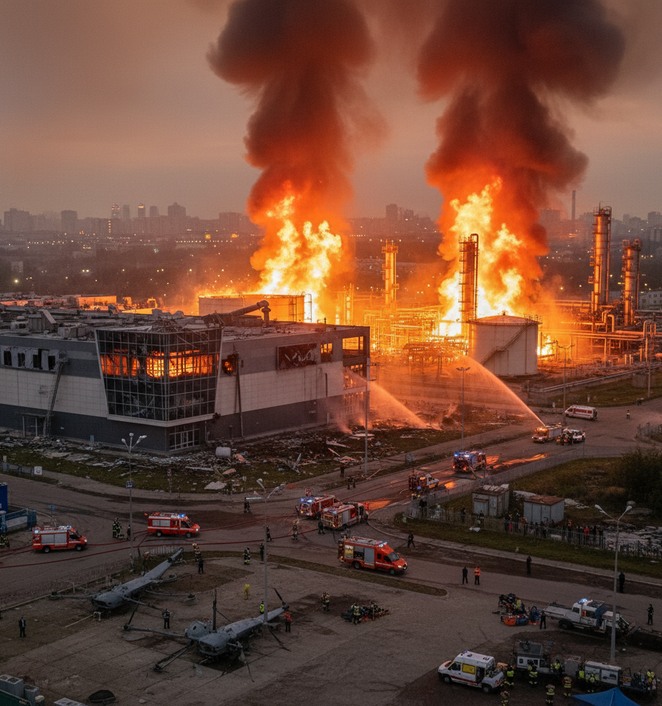 Moscow rocked by largest Ukrainian drone attack since full-scale war began — AI-generated illustration