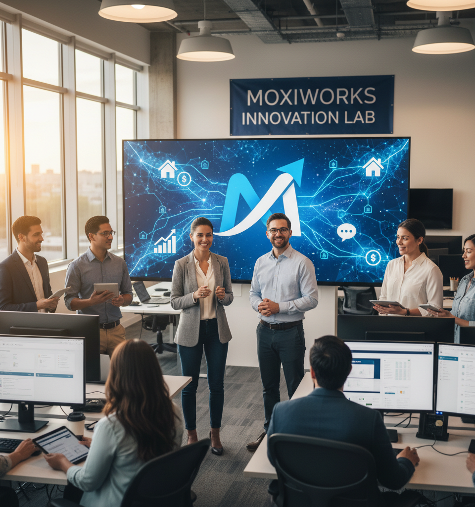 MoxiWorks Unleashes Enhanced AI for Real Estate: Supercharging Follow-ups and Marketing — AI-generated illustration