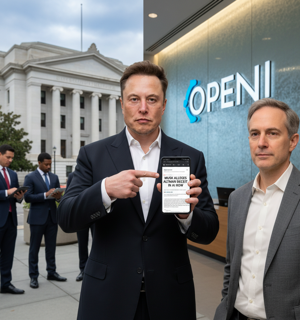 Musk Amplifies Allegations Against Sam Altman Amidst OpenAI Legal Battle — AI-generated illustration