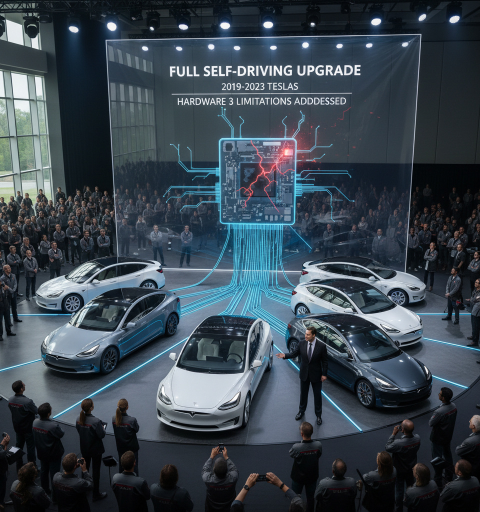 Musk Pledges 'Full Self-Driving' Upgrade for 2019-2023 Teslas Amid Hardware 3 Limitations — AI-generated illustration