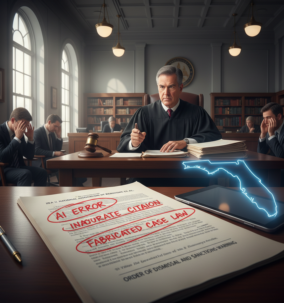NAR and Florida MLS Groups Dismissed from Zea Lawsuit; Judge Cites AI Errors and Warns of Sanctions — AI-generated illustration
