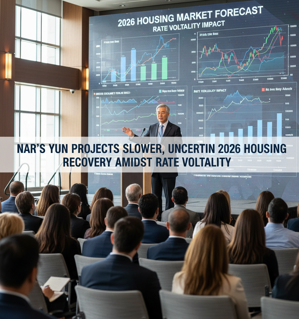 NAR's Yun Projects Slower, Uncertain 2026 Housing Recovery Amidst Rate Volatility — AI-generated illustration