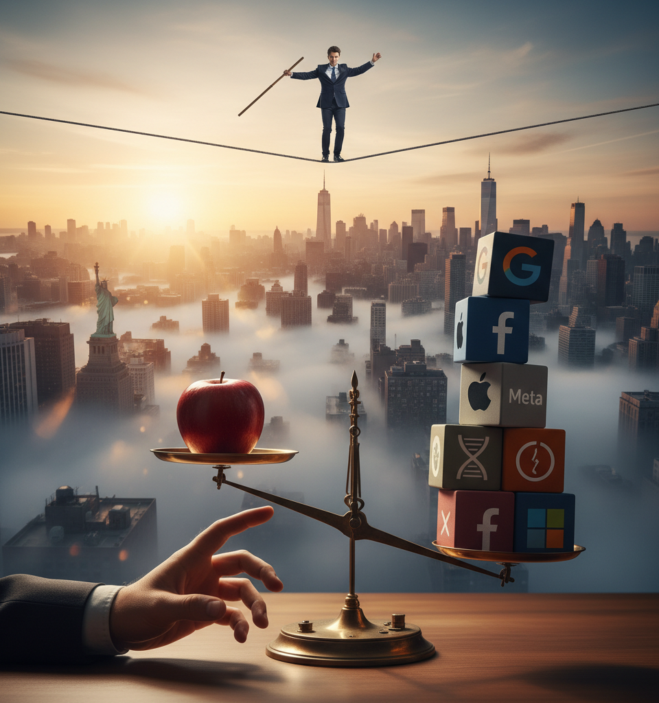 Narrow Market Rally: Tech Giants Propel Stocks to Record Highs Amidst Underlying Unease — AI-generated illustration