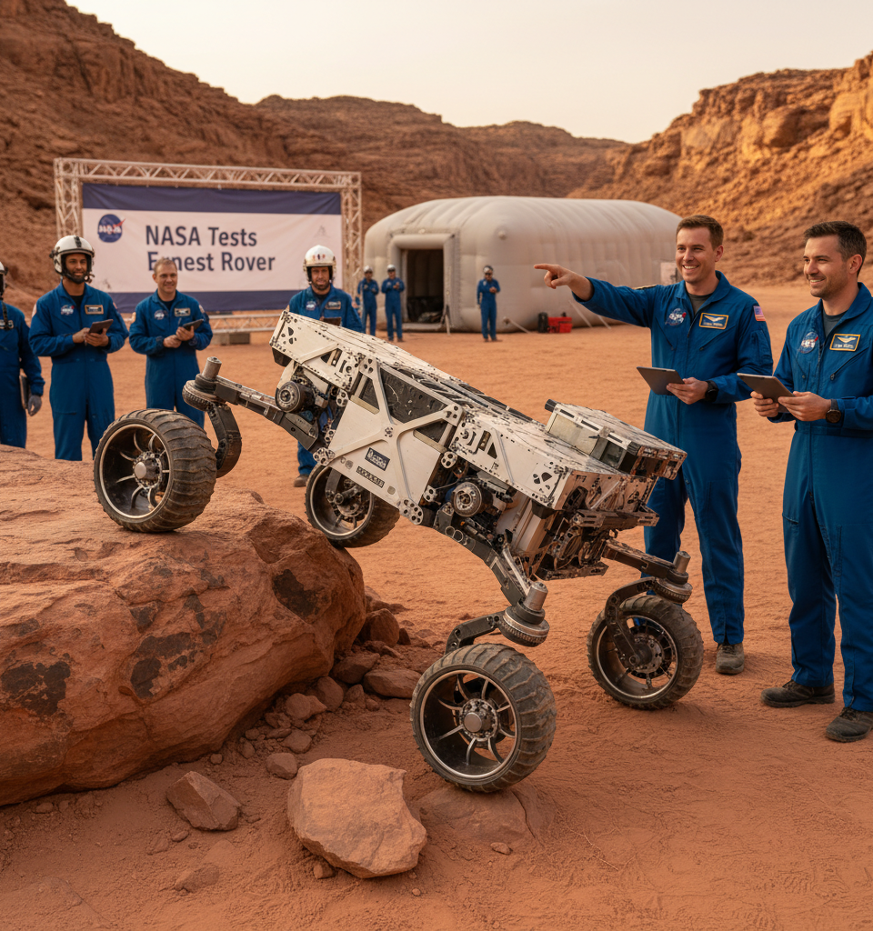 NASA Tests Ernest Rover: A Leap Towards Faster, More Agile Planetary Exploration — AI-generated illustration