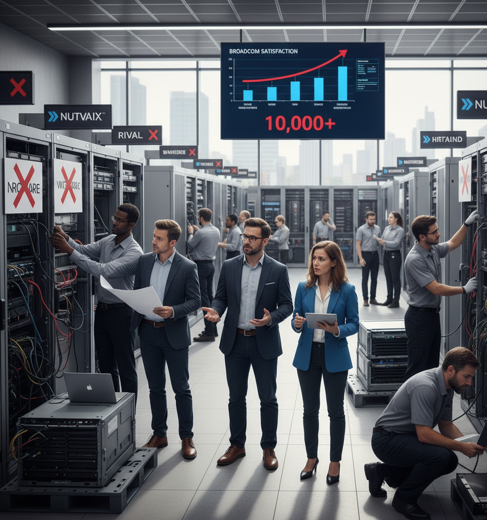 “Negative” views of Broadcom driving thousands of VMware migrations, rival says — AI-generated illustration