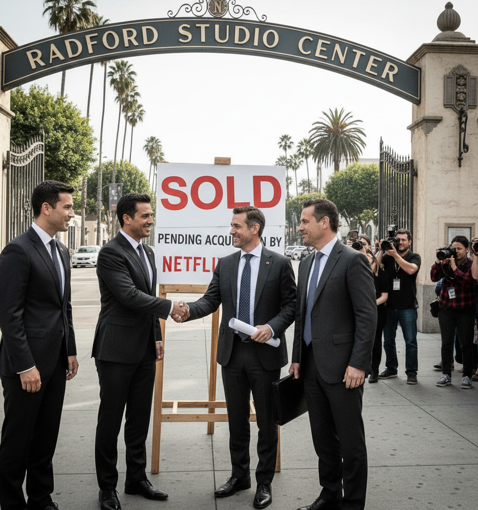 Netflix Eyes Deep Discount Acquisition of Radford Studio Center Amid Owner Default — AI-generated illustration