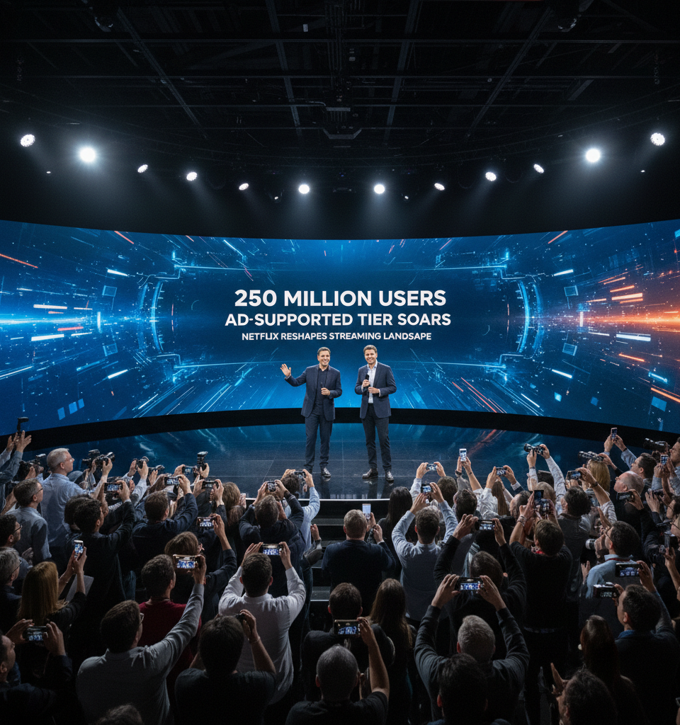 Netflix's Ad-Supported Tier Soars to 250 Million Users, Reshaping Streaming Landscape — AI-generated illustration