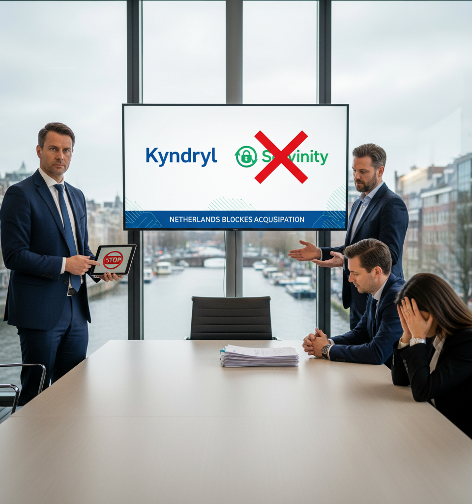 Netherlands Blocks Kyndryl Acquisition of Solvinity Over Digital Identity Concerns — AI-generated illustration