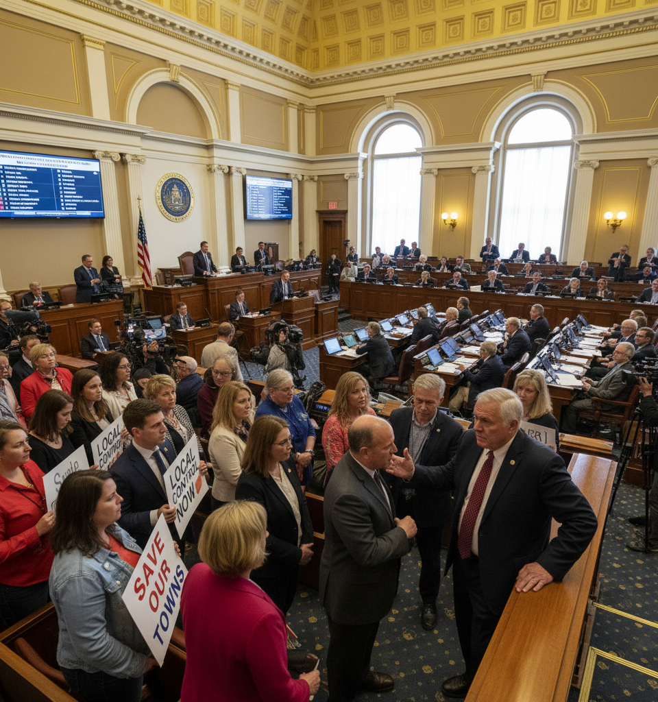 New Hampshire Reworks Housing Mandates Amidst Local Pushback, Seeks Balanced Growth — AI-generated illustration
