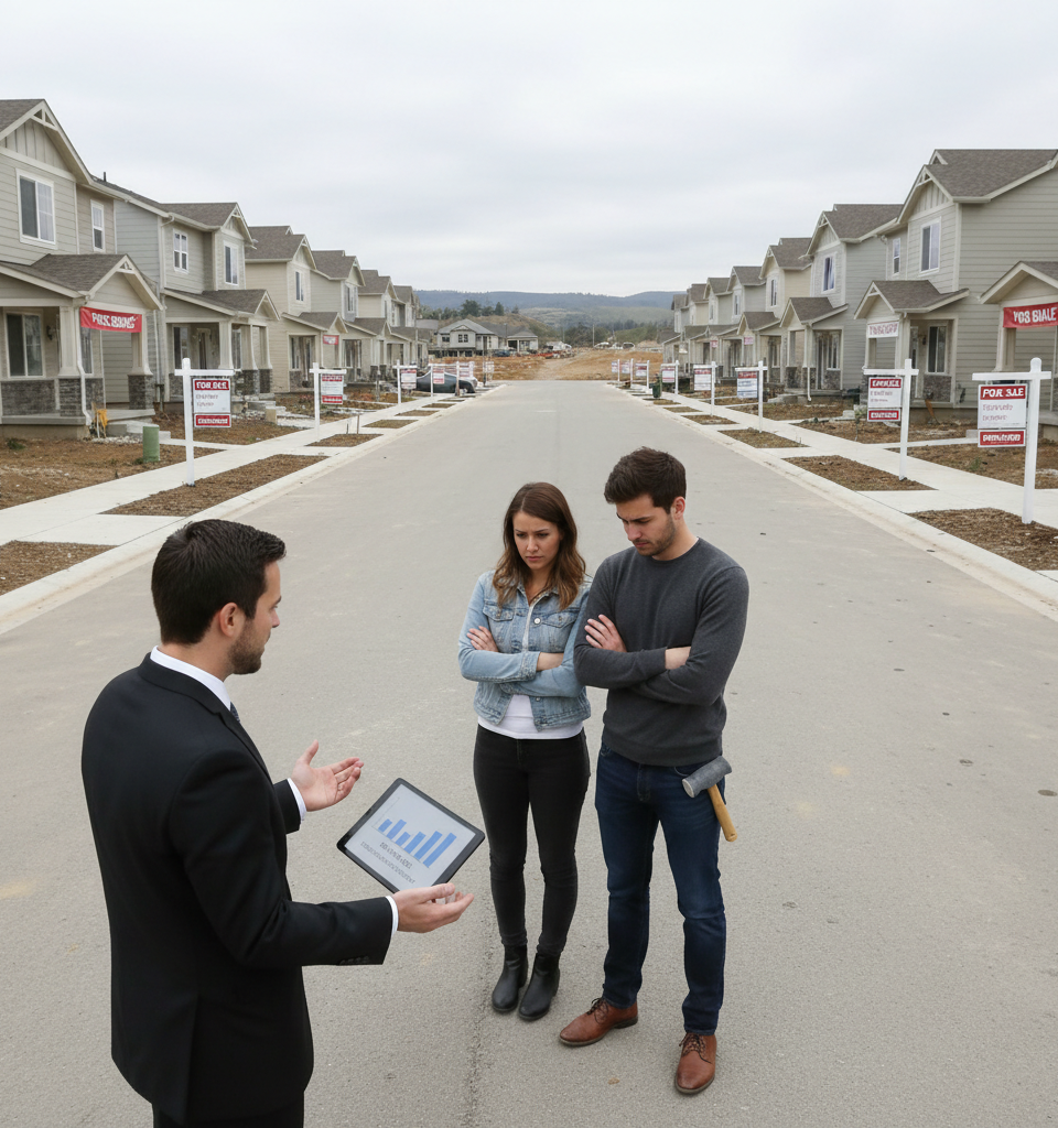 New-Home Sales Decline in May Amid Shrinking Affordable Market Segment — AI-generated illustration