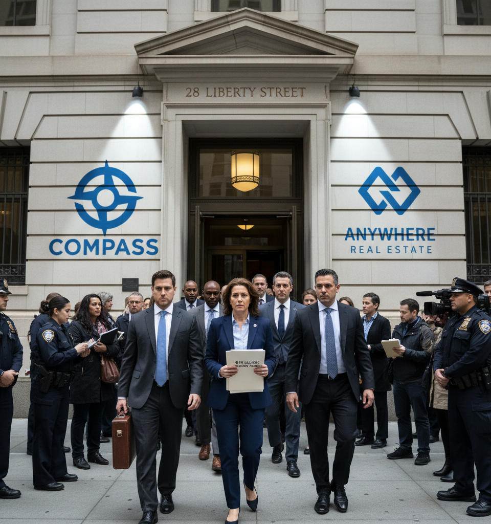 New York Attorney General Probes $10B Compass and Anywhere Real Estate Merger — AI-generated illustration