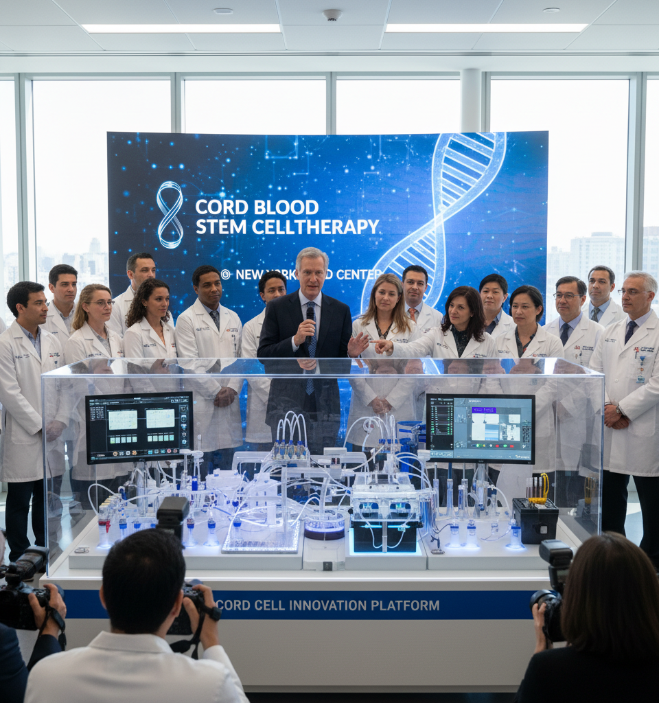 New York Blood Center Unveils Groundbreaking Cord Blood Stem Cell Platform to Revolutionize Regenerative Medicine — AI-generated illustration