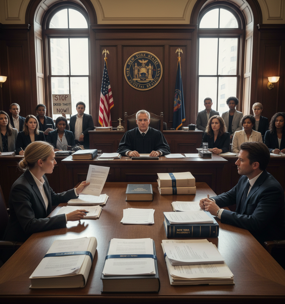 New York Confronts Escalating Property Deed Theft Crisis Amidst New Legislation and Enforcement Hurdles — AI-generated illustration