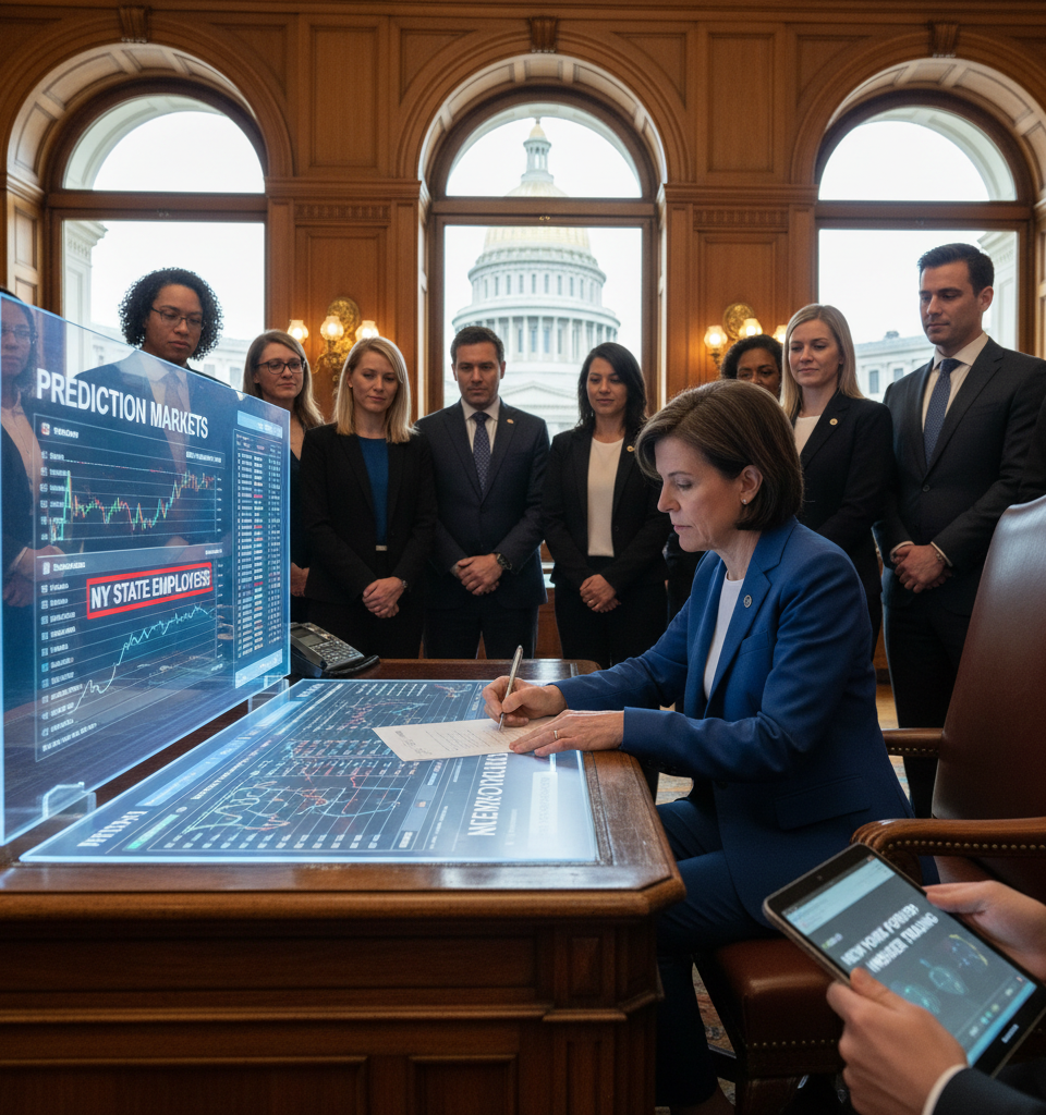 New York Forbids Insider Trading on Prediction Markets for State Employees — AI-generated illustration