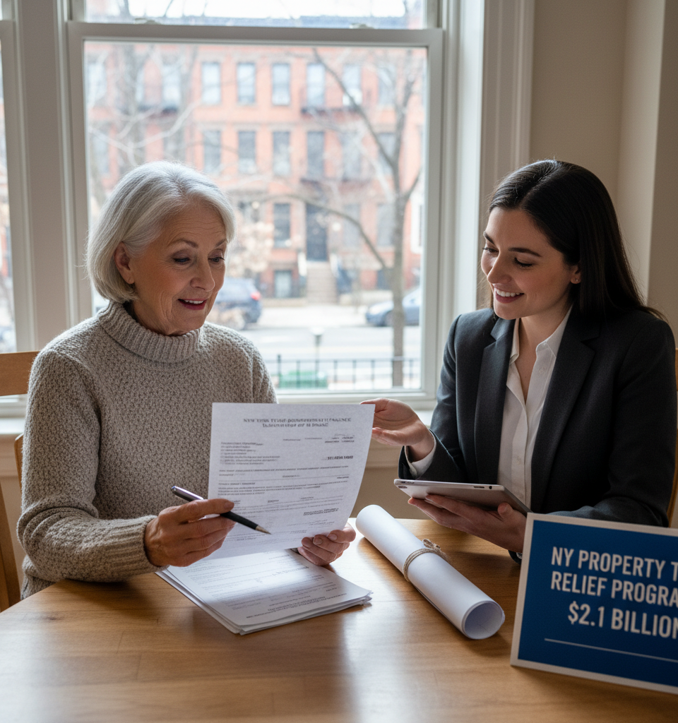 New York Senior Homeowners to Benefit from $2.1 Billion Property Tax Relief Program — AI-generated illustration