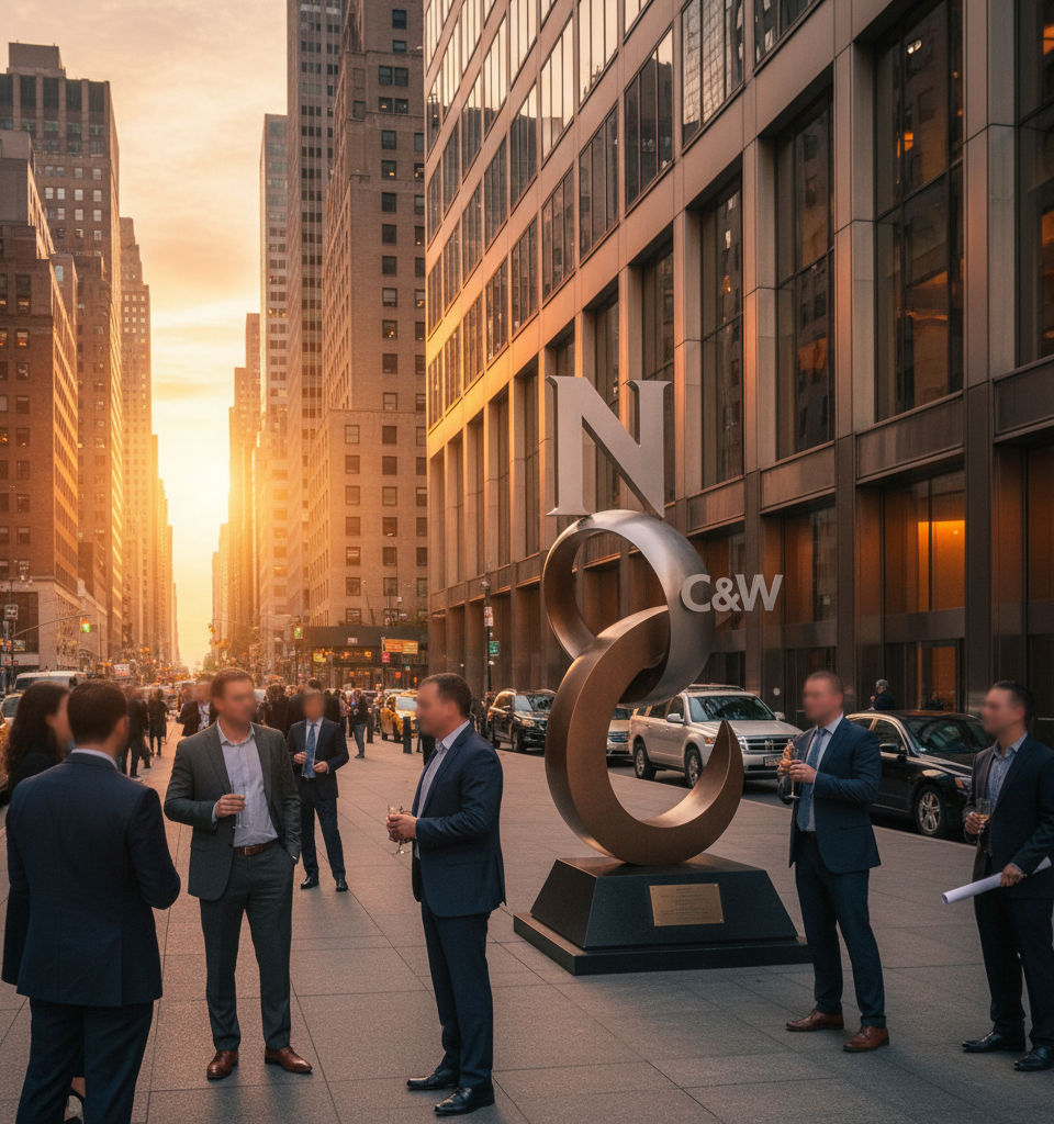 Newmark, Cushman & Wakefield Honored at REBNY's 2026 Retail Deal Awards in NYC — AI-generated illustration