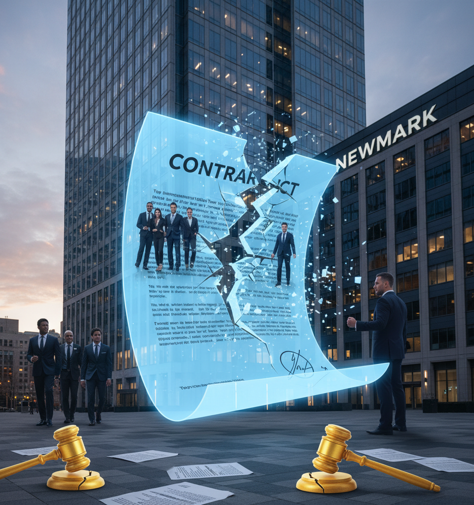 Newmark's Top Investment Sales Team Sues Firm and Boss Over Alleged Contract Breach — AI-generated illustration