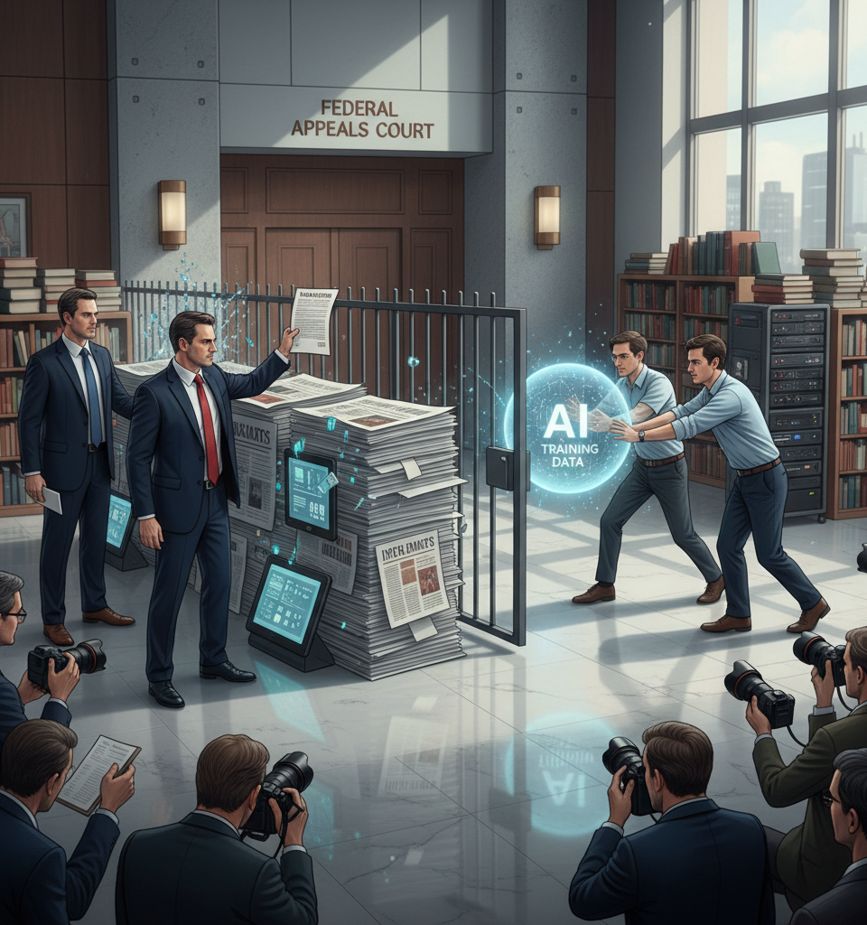 News Giants Block Internet Archive: A Standoff Over AI Training Data and Copyright — AI-generated illustration