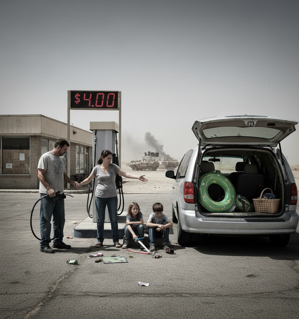 No escape: U.S.-Iran war, $4 gas, have taken all the fun out of consumer spending — AI-generated illustration
