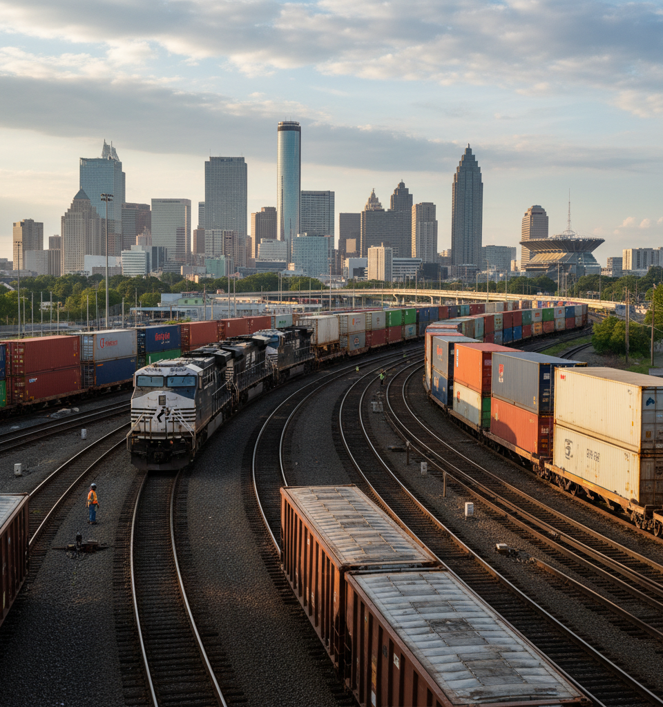 Norfolk Southern's 'Golden Triangle': Georgia's Pivotal Role in Eastern Rail Logistics — AI-generated illustration