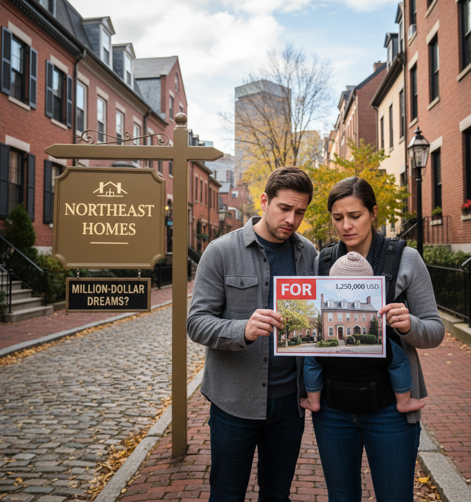 Northeast Starter Homes Hit Million-Dollar Mark, Challenging Millennial Parents — AI-generated illustration