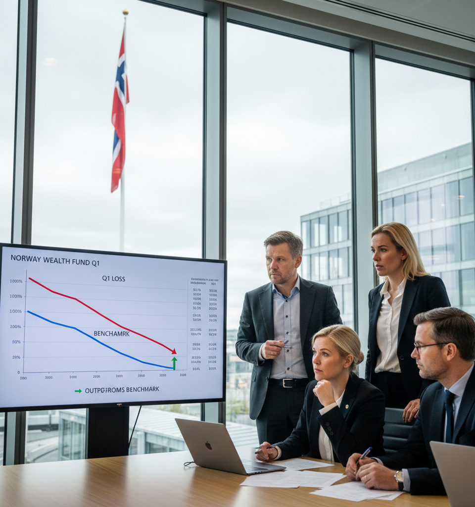 Norway's Giant Wealth Fund Reports Q1 Loss Amid Tech Slump; Outperforms Benchmark — AI-generated illustration